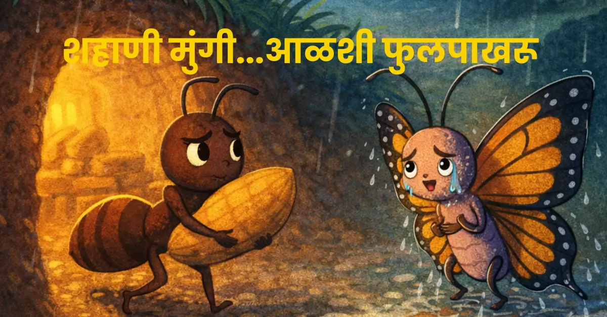 A Powerful Marathi Moral Story Teaching Hard Work | शहाणी मुंगी आणि आळशी फुलपाखरू