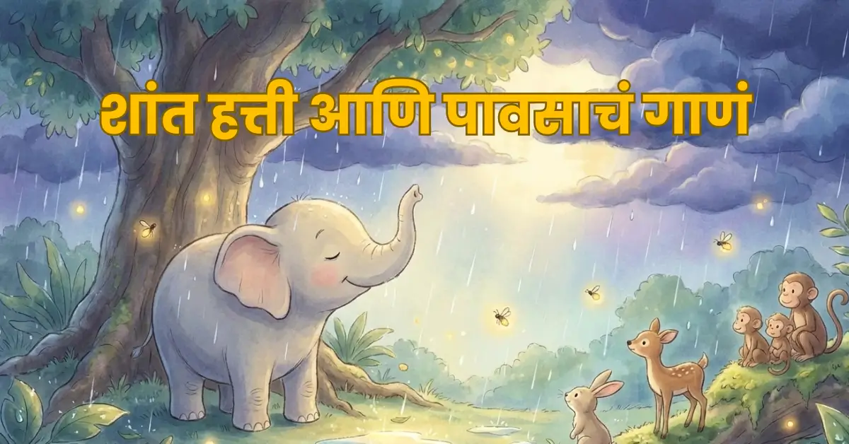 The Calm Elephant and the Song of Rain | शांत हत्ती आणि पावसाचं गाणं – मुलांसाठी शांत झोपेची गोष्ट
