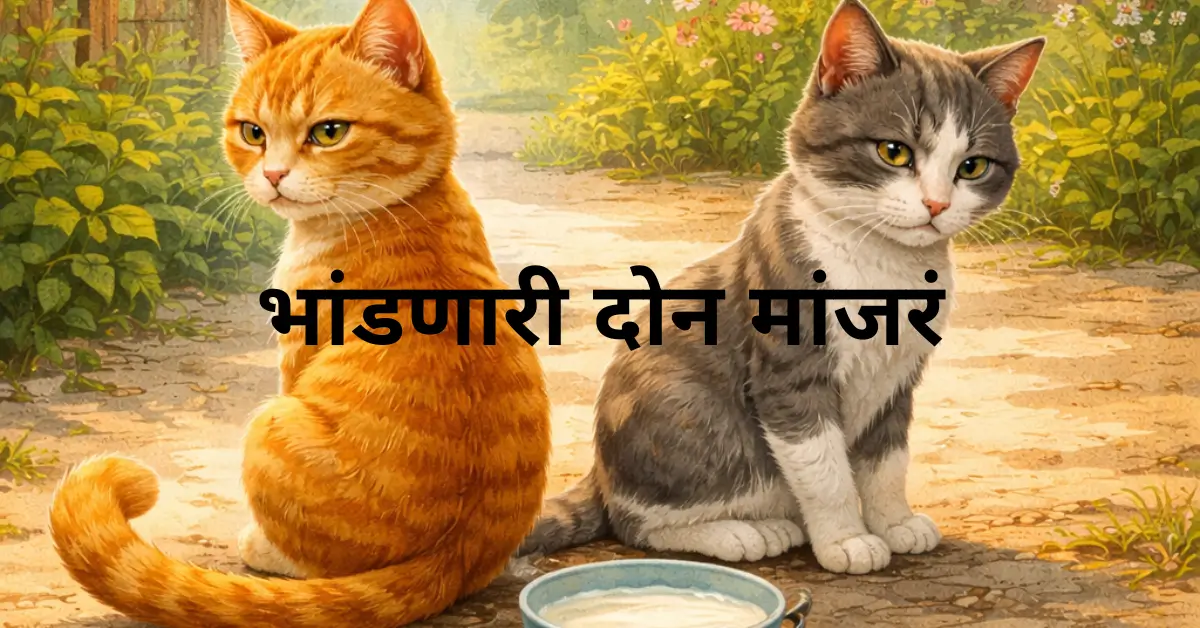 The Quarrelling Cats Story in Marathi | भांडणाऱ्या दोन मांजरी – वादाचे परिणाम सांगणारी बोधकथा