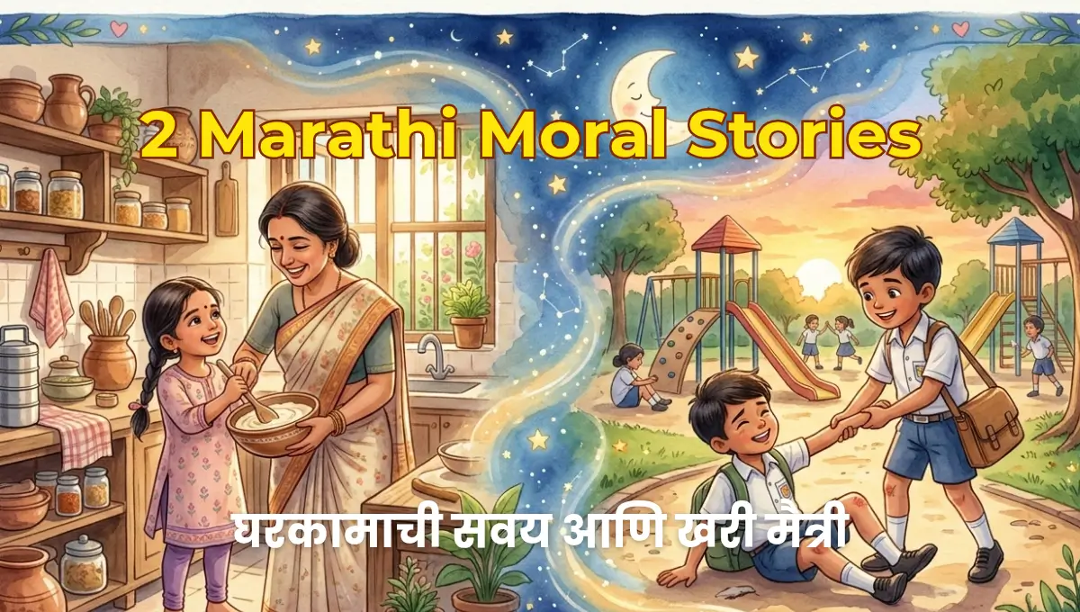 2 Marathi Moral Stories for Kids – Helping Parents and True Friendship | मुलांसाठी 2 सुंदर नैतिक गोष्टी – घरकामाची सवय आणि खरी मैत्री