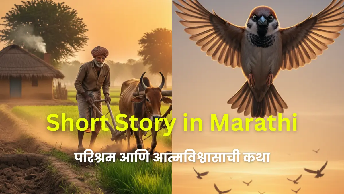 2 Short Stories in Marathi with Moral – Inspiring Tales of Hard Work and Self-Confidence | मेहनती शेतकरी आणि लहान चिमणीची प्रेरणादायी कथा