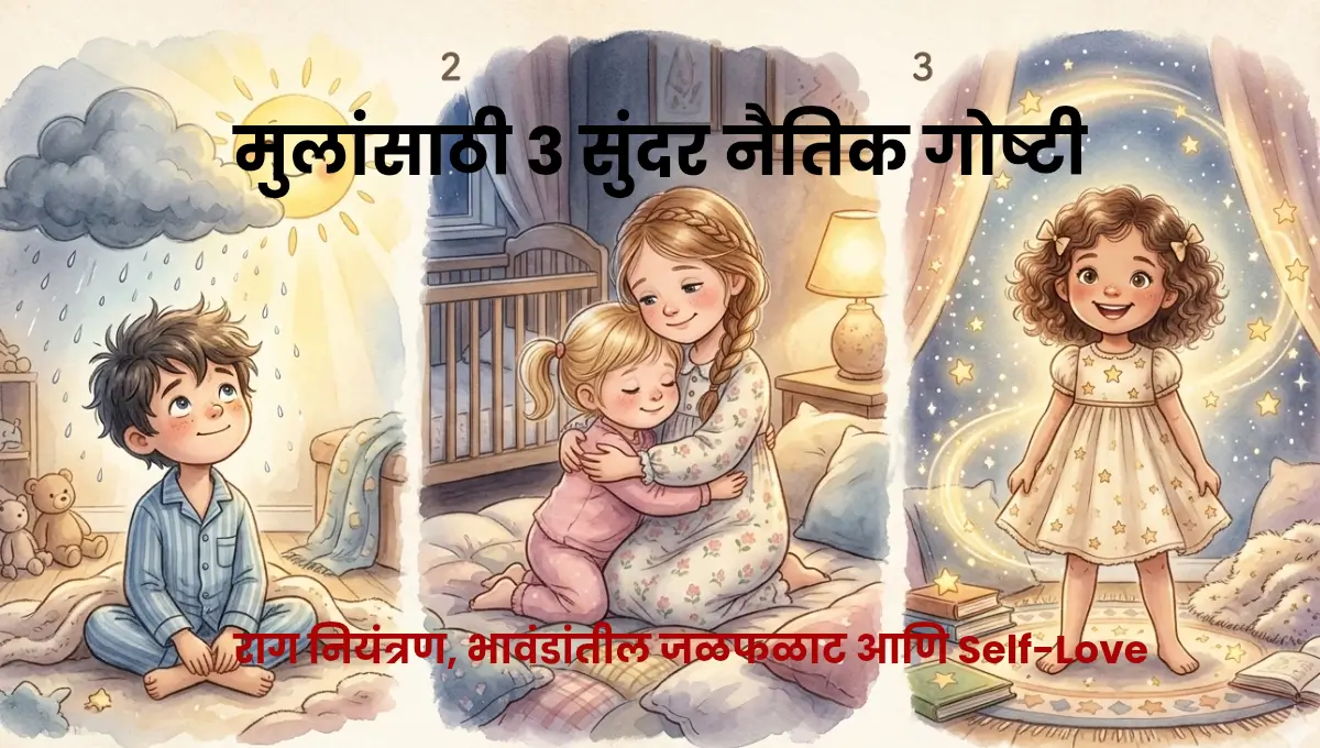3 Marathi Moral Stories for Kids – Anger Management, Sibling Jealousy and Self-Love | मुलांसाठी 3 सुंदर नैतिक गोष्टी – राग नियंत्रण, भावंडांतील जळफळाट आणि Self-Love ची प्रेरणा