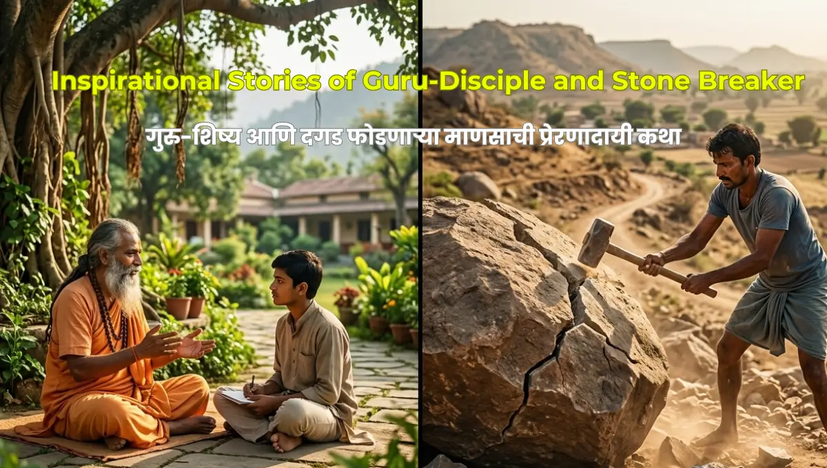 Power of Guidance and Persistence – Inspirational Stories of Guru-Disciple and Stone Breaker | योग्य मार्गदर्शन आणि चिकाटीची ताकद – गुरु-शिष्य आणि दगड फोडणाऱ्या माणसाची प्रेरणादायी कथा
