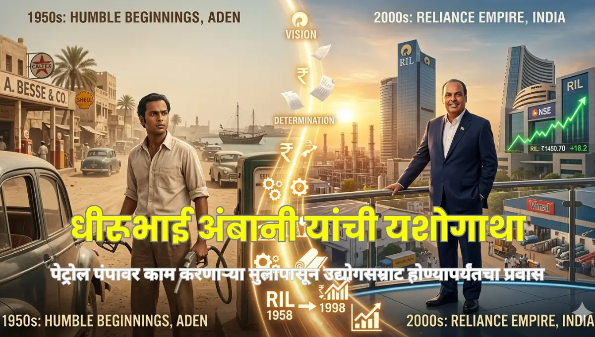Dhirubhai Ambani Success Story : From a Petrol Pump Worker to India's Business Empire Builder | धीरूभाई अंबानी यांची यशोगाथा : पेट्रोल पंपावर काम करणाऱ्या मुलापासून उद्योगसम्राट होण्यापर्यंतचा प्रवास
